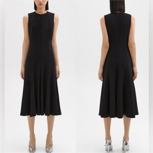 Theory Sleeveless Admiral Crepe A-Line Black Dress Size 8
